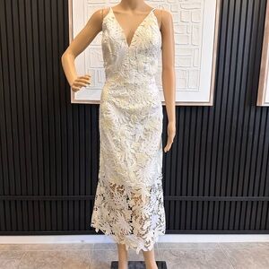 Dress the Population Ivory Lace Midi Dress